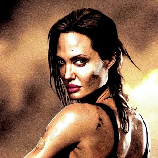 Prompt: Angelina Jolie in Lara Croft: Tomb Raider screen cap