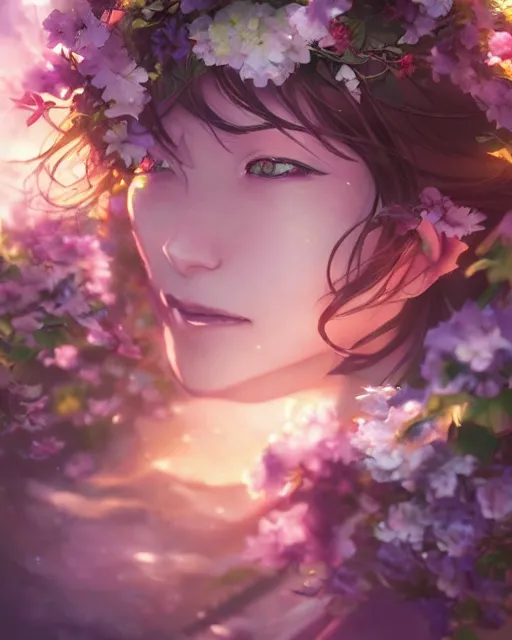 Image similar to the goddess of flowers, full shot, atmospheric lighting, detailed face, by makoto shinkai, stanley artgerm lau, wlop, rossdraws