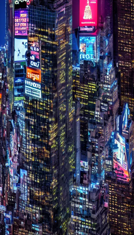 Image similar to 8k high resolution photograph of cyber punk New York Times Square at night