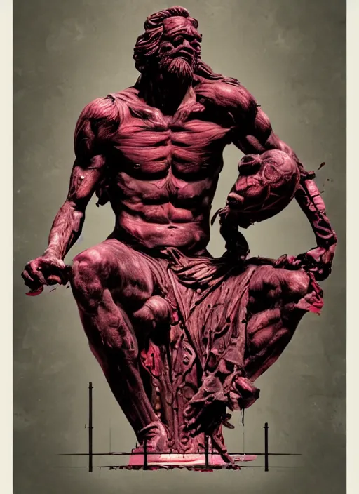 Image similar to design poster, black background with very subtle red and purple design elements, statue of laocoon and his sons, powerful, nekro, graphic design, collage art, thin lines, dark, glitch art, neo vaporwave, gritty, layout frame, square, trending on artstation