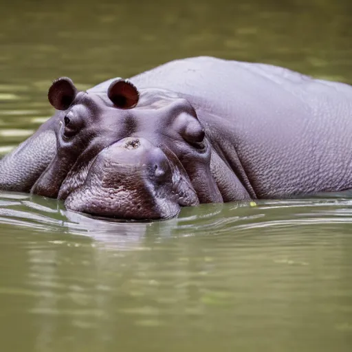 Image similar to A high quality photo of a hippo in a pond, 4k, detailed, focus on the hippo