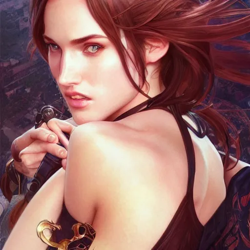 Image similar to ultra realistic illustration, bella thorne and megan fox anime, intricate, elegant, highly detailed, digital painting, artstation, concept art, smooth, sharp focus, illustration, art by artgerm and greg rutkowski and alphonse mucha and wlop