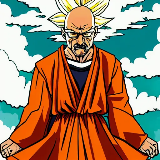 Prompt: Walter white super saiyan form