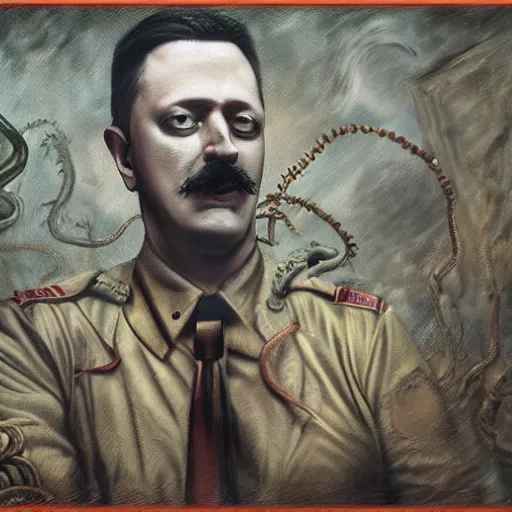 Image similar to igor ivanovich strelkov became an aggressive lovecraftian degenerate calling for total mobilization, photo - realistic, color image, 2 k, highly detailed, bodyhorror, occult art