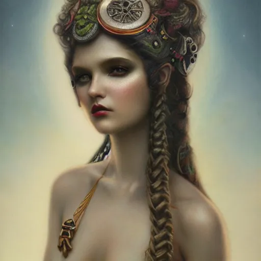 Image similar to the goddess of mechanical pencils, by tom bagshaw peter kemp