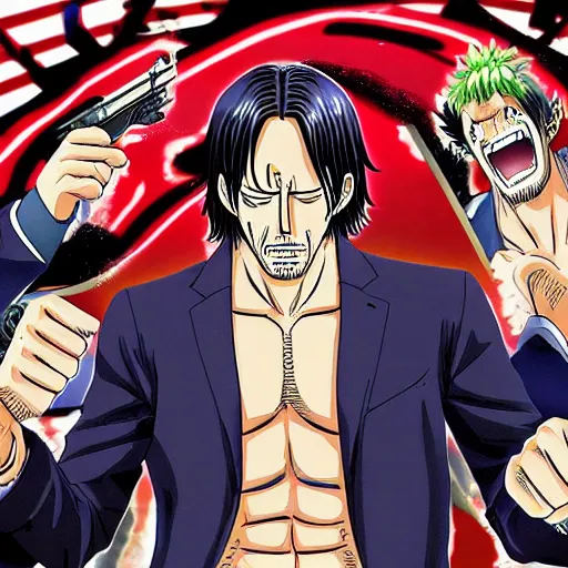 Prompt: John Wick in the One Piece universe