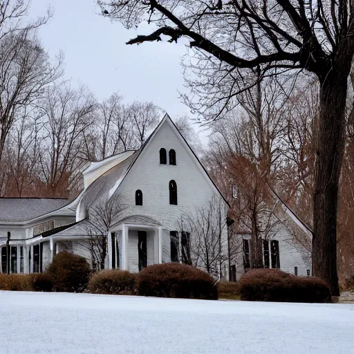 Prompt: archive HD color photo of an anomalous goetic gnostic foreboding farmhouse in Northern Virginia.