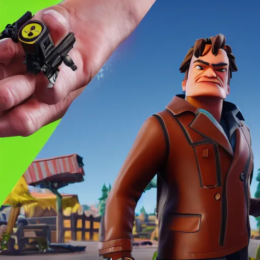 Image similar to a detailed portrait of quentin tarantino in fortnite, unreal engine 5 rendered, incredibly highly detailed and realistic, 8 k, sharp focus, studio quality