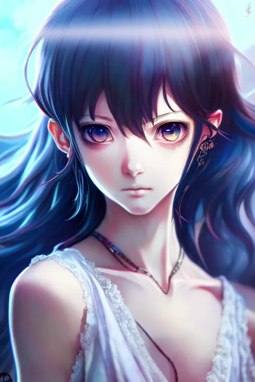 Prompt: ”ultra realistic, beautiful young woman, modern anime, fantasy, eerie, intricate details, atmospheric, elegant, super highly detailed, professional digital painting, artstation, concept art, 8k, art by artgerm and eiichiro oda and koyoharu gotouge”