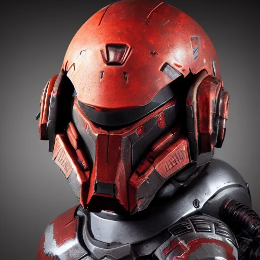 Image similar to doom slayer's helmet from doom eternal, photography