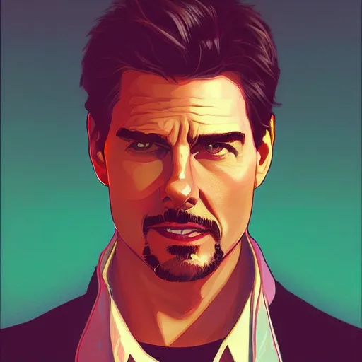 Image similar to Tom Cruise as Tony Stark, ambient lighting, 4k, alphonse mucha, lois van baarle, ilya kuvshinov, rossdraws, artstation