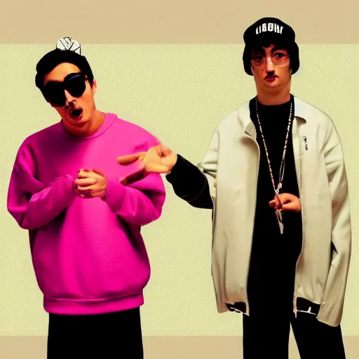 Image similar to filthy frank pink guy and joji rapping