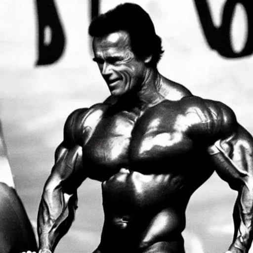 Prompt: Arnold Schwarzenegger 1980s Mr. Olympia
