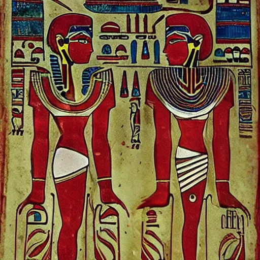 Prompt: madoka magica, ancient egyptian art