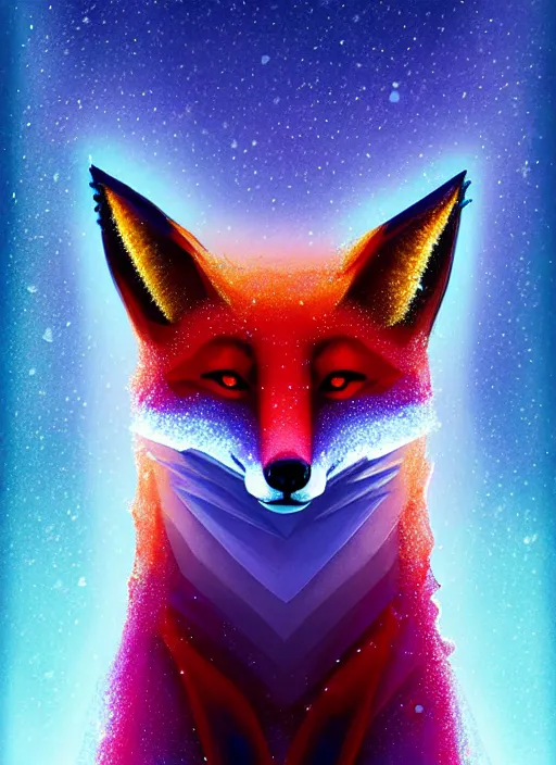 Image similar to symmetry!! product render poster vivid colors divine proportion fox, ice and snow, glowing fog intricate, elegant, highly detailed, digital painting, artstation, concept art, smooth, sharp focus, illustration,