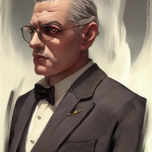 Prompt: 1930s mobster, painted fantasy character portrait, highly detailed, digital painting, artstation, concept art, sharp focus, illustration, art by artgerm and greg rutkowski and alphonse mucha