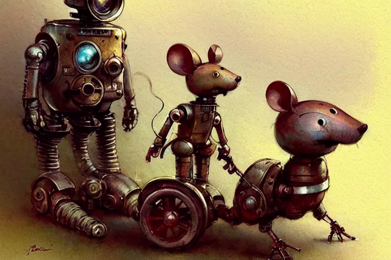 Prompt: adventurer ( ( ( ( ( 1 9 5 0 s retro future robot android mouse cart. muted colors. ) ) ) ) ) by jean baptiste monge!!!!!!!!!!!!!!!!!!!!!!!!! chrome red