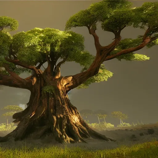 Prompt: giant tree of live, fully displayed fantasy, supperrealistic, unreal engine