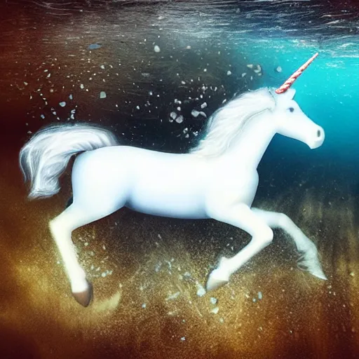 Image similar to an underwater unicorn