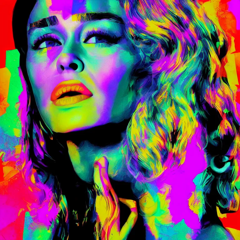 Image similar to Pop-art portrait of Emilia Clarke in style of glitchcore, photorealism