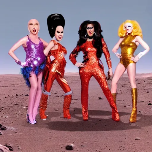 Image similar to rupaul drag race in the year 3 0 0 0 on mars
