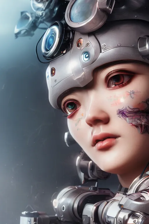 Image similar to cyborg girl kawaii wearing oculus, ultra realistic, concept art, intricate details, highly detailed, photorealistic, octane render, 8 k