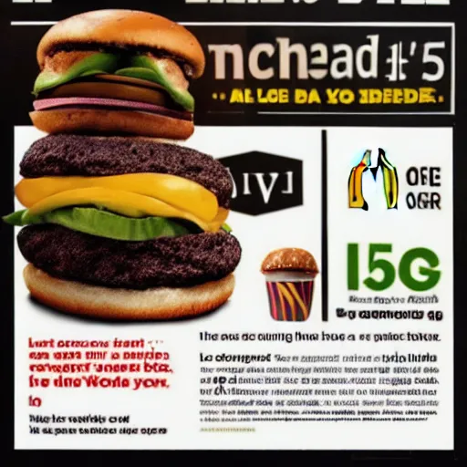 Prompt: an ad from macdonalds of a black burger