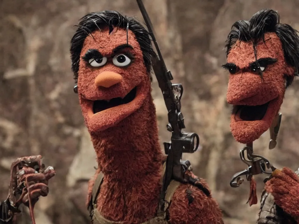 Image similar to Bruce Campbell as Ash in Muppets Evil Dead