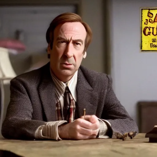 Image similar to A still of Saul Goodman in the film Coraline, highly detailed, very detailed, extremely detailed, detailed, HD Quality, taken in the mid 2000s