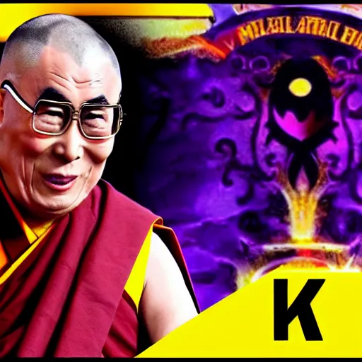 Prompt: Dalai Lama mortal kombat fatality, brutality, mk11, kombat league, twitch, tournament play, 4K 60 fps