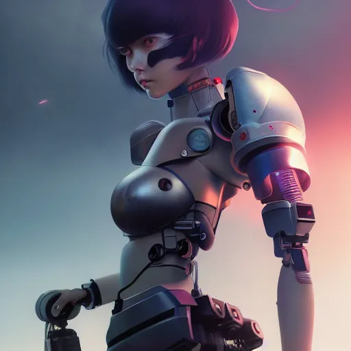 Image similar to gorgeous cyborg - girl by tom bagshaw, recharging at a tank station by ilya kuvshinov, rtx rendering, octane render 1 2 8 k, maya, extreme high intricate details by wlop, digital anime art by ross tran, medium shot, close up shot, composition by sana takeda, dramatic lighting by greg rutkowski