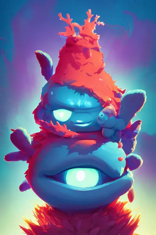 Image similar to smurf ghost creature animal sushi cristal very big eye roots cactus elemental flush of force nature micro world fluo fishscale, behance hd by jesper ejsing, by rhads, makoto shinkai and lois van baarle, ilya kuvshinov, rossdraws radiating a glowing aura global illumination ray tracing hdr