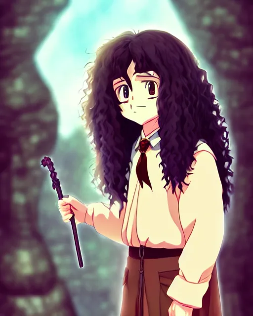 Image similar to Hagrid in cute anime style, Harry Potter movie style, detailed realistic beautiful, smooth, artistic, high quality, in style of Ghibli, artstation, CGI