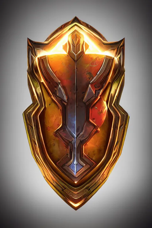 Image similar to shield fantasy epic legends game icon stylized digital illustration radiating a glowing aura global illumination ray tracing hdr fanart arstation by ian pesty and katarzyna da „ bek - chmiel