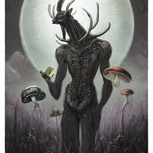 Image similar to A centered chest up portrait of a psychedelic godlike atlas mothman smoking a hand-rolled cigarette smoking heavily , magic mushroom village in background , award winning. superb resolution. in the art style of junji Ito and greg rutkowski . Detailed Mushroom city in background. Hyper realistic anime. Perfect art. Dalle2