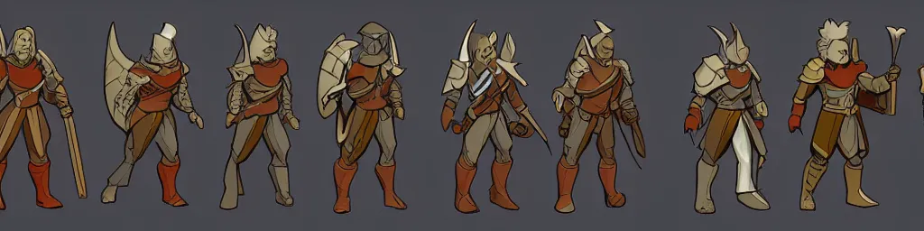 Image similar to dnd paladin character turnaround sheet, rpg, isometric isometric isometric, 8 views, d & d, trending on artstation