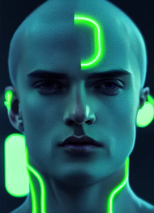 Image similar to a highly detailed long shot photo of masculin male face portrait, futurism, rococo cyber neon lighting, detailed futuristic fibonacci jewelry, profile posing, hyper photorealistic, crispy quality, digital photography, trending in pinterest, cinematic, 4 k ultra hd, art by pascal blanche, art by greg rutkowski, art by artgerm,