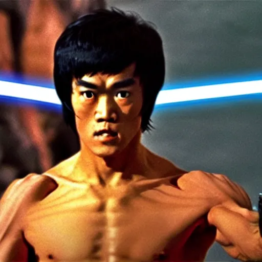 Image similar to bruce lee as anakin skywalker in star wars episode 3, 8k resolution, full HD, cinematic lighting, award winning, anatomically correct