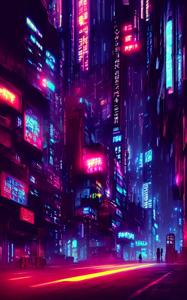 Image similar to concept art of a magnificent dark neon futuristic cyberpunk city bustling street at night cyberart by liam wong in the film akira rendered in octane, 3 d render, trending on cgsociety, blender 3 d