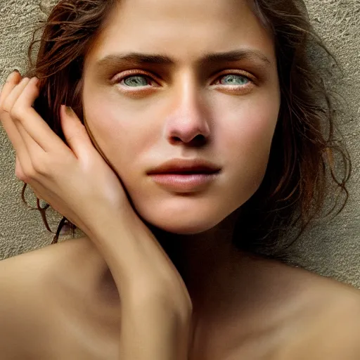 Image similar to photo portrait of a beautiful emotional female in soft light, symmetrical, centered, by edward robert hughes, annie leibovitz and steve mccurry, david lazar, jimmy nelsson, breathtaking, 8 k resolution, extremely detailed, beautiful, establishing shot, artistic, hyperrealistic, beautiful face, octane render