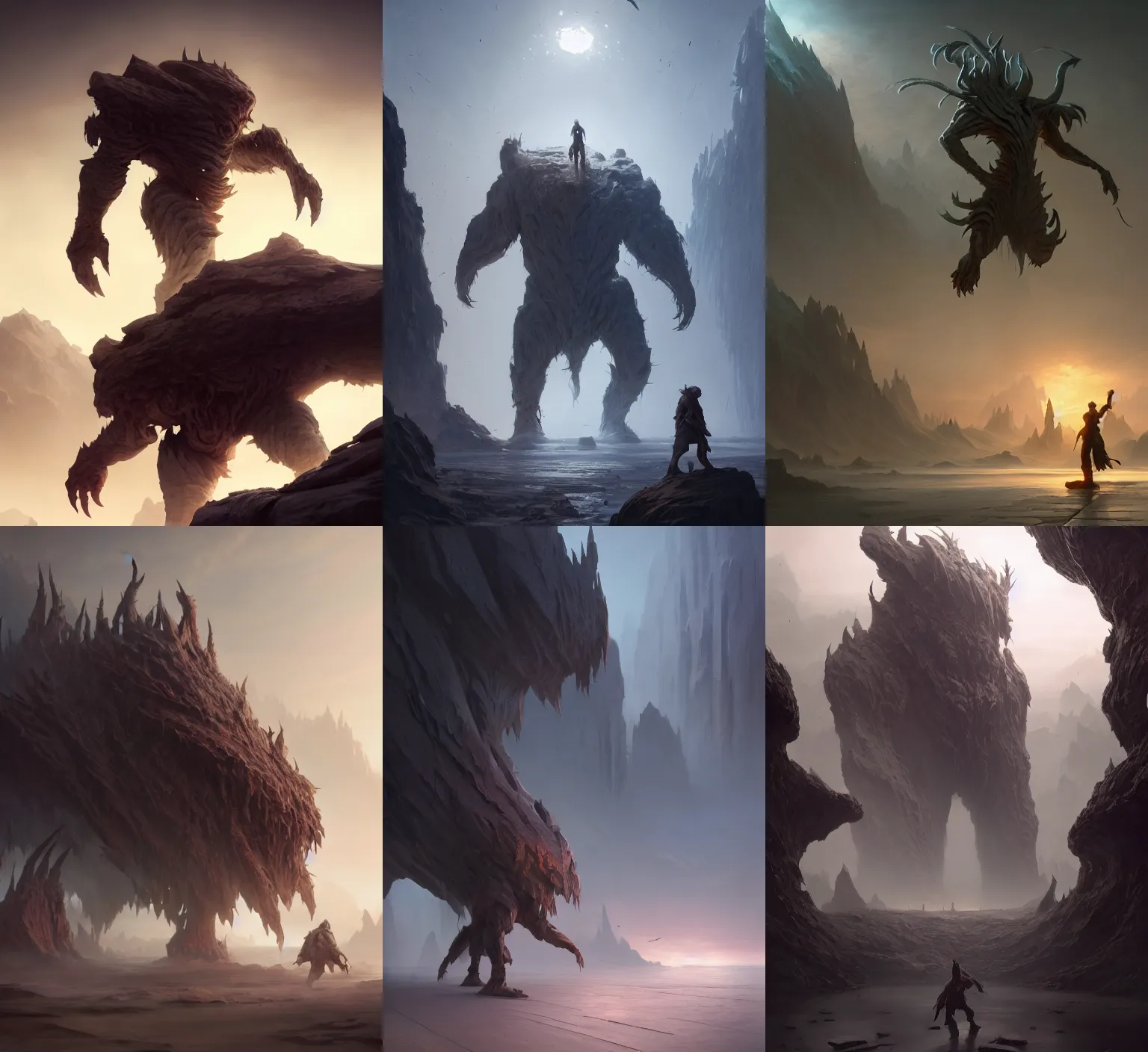 Prompt: a giant human stomping, cinematic lighting, volumetric lighting, concept art, smooth, sharp focus, highly detailed, unreal engine 5, octane render, artstation, deviantart, behance, trending, by feng zhu, shaddy safadi, noah bradley, tyler edlin, jordan grimmer, darek zabrocki, neil blevins