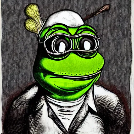 Image similar to a brilliant epic isograph print of pepe the frog by josep tapiro baro in the style of baroque art, trending on art station