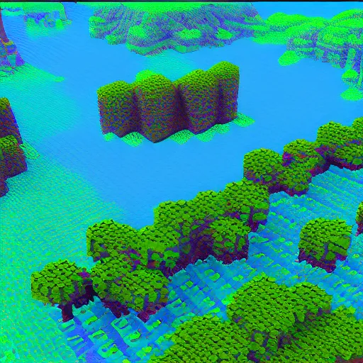 Prompt: aquatic psychedelic shoal scotch spore, by george inness and ghibli studios, voxel, # pixelart