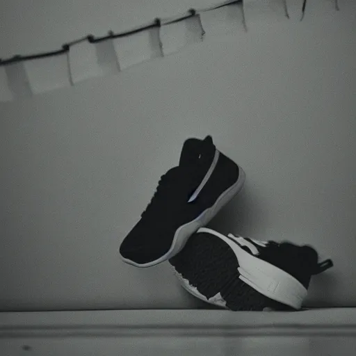 Image similar to photo of a close up on sneakers, cinematic lighting, moody, bright tones