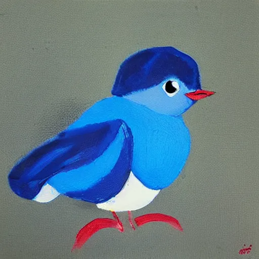 Image similar to “gouache painting of a small boy riding on a giant bluebird, hd”