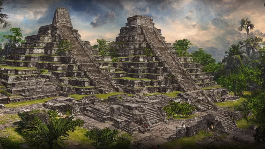 Ancient maya temples, fantasy artwork, very very very | Stable ...
