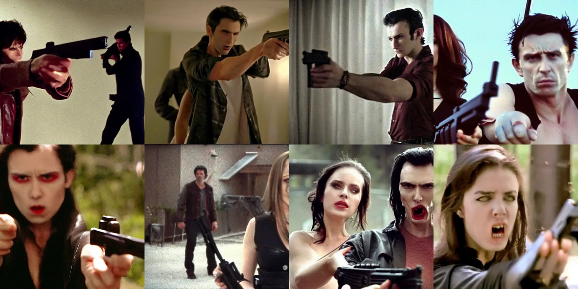 Prompt: Still from Vampires Holding Guns Movie, low quality, heavily downvoted, low budget