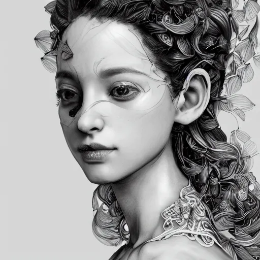 Image similar to the portrait of an absurdly beautiful, graceful, elegant, sophisticated, young girl made up of lemons, an ultrafine hyperdetailed illustration by kim jung gi, irakli nadar, intricate linework, bright colors, octopath traveler, final fantasy, unreal engine 5 highly rendered, global illumination, radiant light, detailed and intricate environment