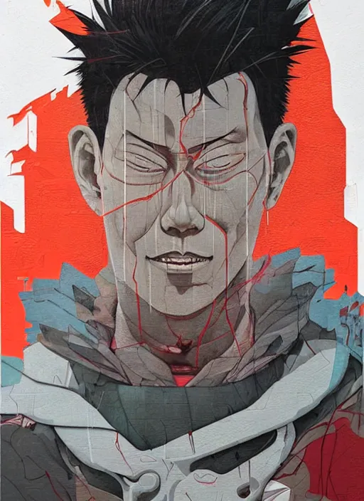 Image similar to portrait of tetsuo from akira, by sachin teng, organic, cables, matte painting, geometric shapes, hard edges! graffiti, street art