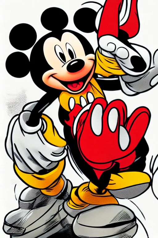 Prompt: character art by mike deodato, mickey mouse, absolute chad